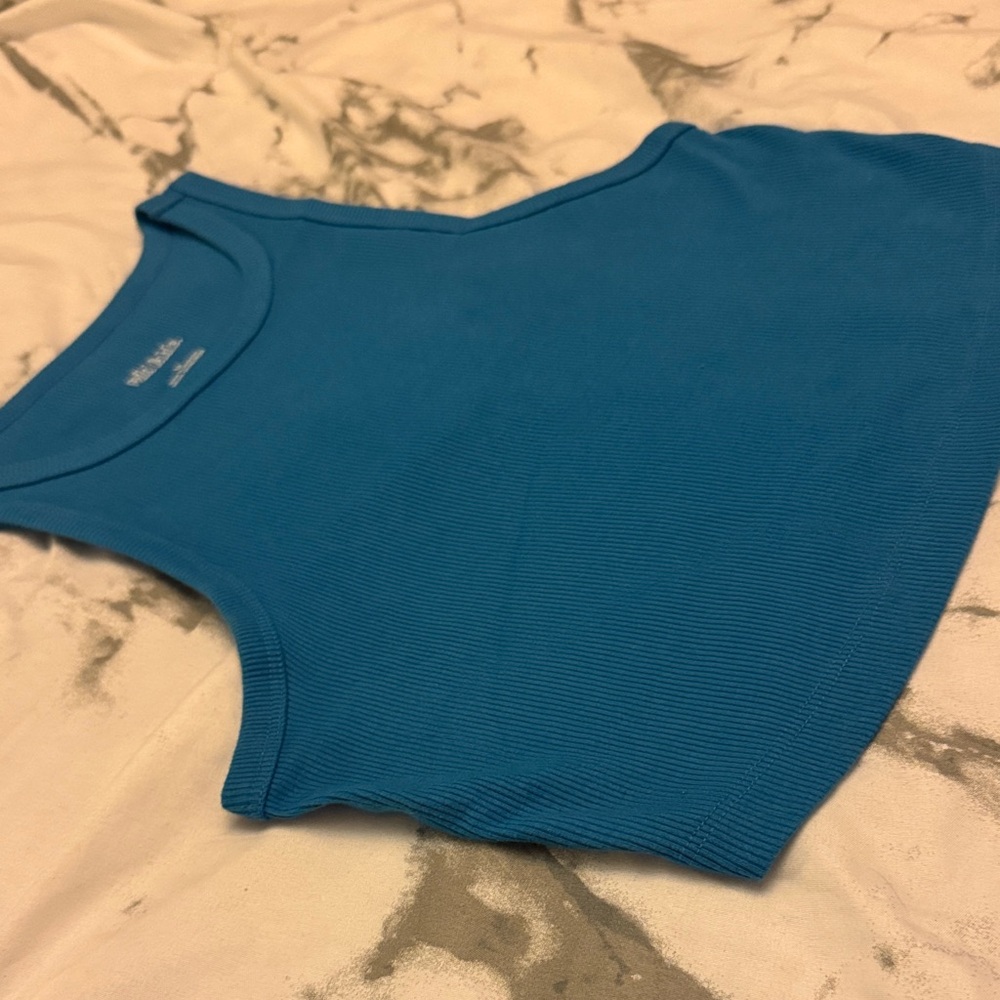 Wild Fable Teal Ribbed Crop Top - Picture 4 of 4